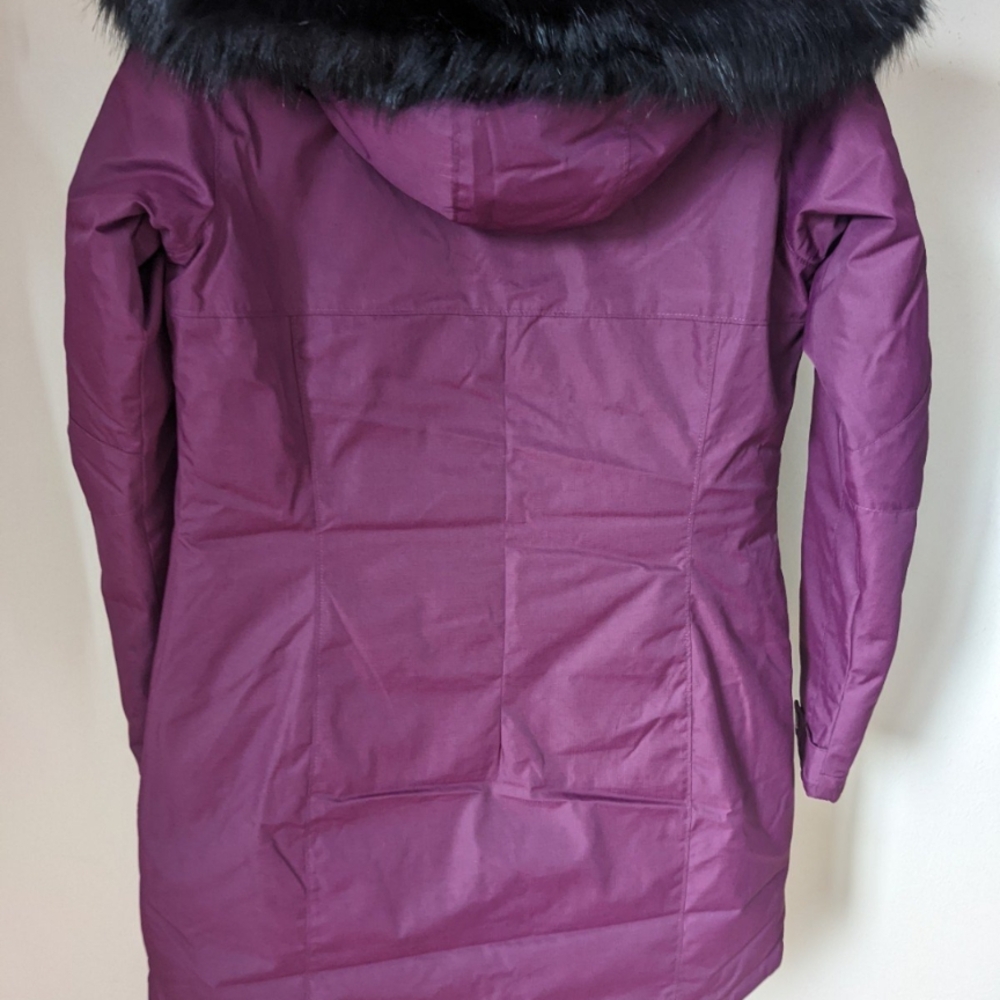 Women's Purple Hooded Jacket with Faux Fur Trim